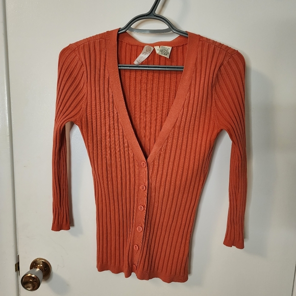 Silk Cardigan Button down y2k Vintage Ribbed - Picture 2 of 9